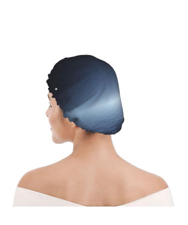 Night Sky Hot Air Balloon Printed Waterproof Shower Cap for Women - Universal Fit - Buy Online on GoSupps.com