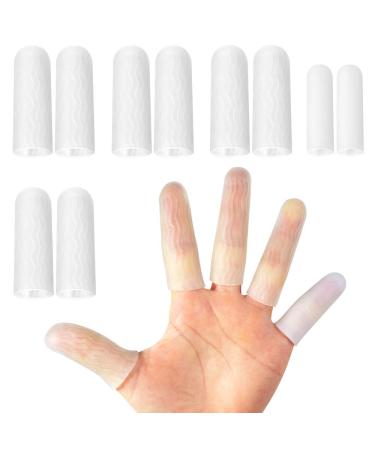 Silicone Finger Protectors for Woman 10 Pack Gel Finger Cots & Protector Relief from Pain of Finger Tips Cracked Arthritis