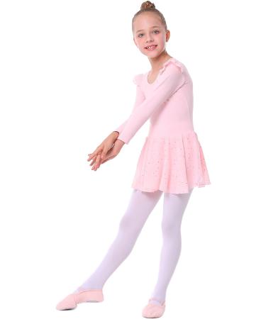 Danswan Toddler Girls Ballet Leotard with Glitter Skirt - Ballet Pink, A3 (Long Sleeve) 4-5T - Buy Online on GoSupps.com