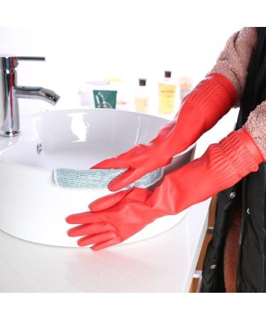 Dishwashing Gloves Lengthened and Thickened Rubber Waterproof and Anti-Skid Housework Kitchen Laundry Cleaning red Flag Small gules - Buy Online on GoSupps.com