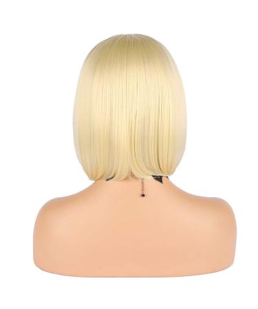eNilecor Short Light Blonde Bob Wig 12 Straight with Bangs + Free Wig Cap - Buy Online on GoSupps.com