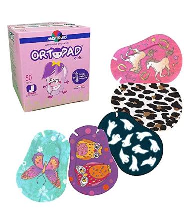 Ortopad Bamboo Girls Eye Patches 50/Box (Junior Size 0-2 yrs) Ghosts/Owls Pack 50 Count (Pack of 1)