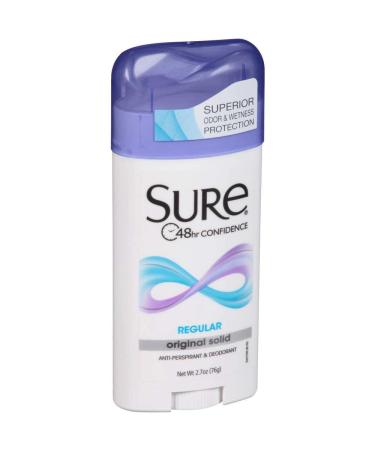 Sure Anti-Perspirant & Deodorant Original Solid Regular Scent 2.70 oz (Pack of 10)