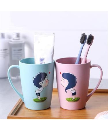 Couple Toothbrush Cup Set - Cute Light Grey Mouthwash Cups for Home - Ideal for Couples - Buy Online on GoSupps.com