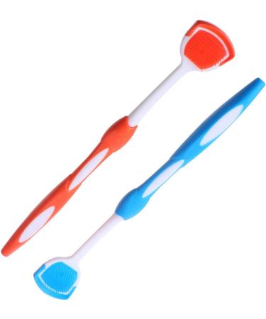 Minkissy 8-Piece Tongue Cleaning Brush Set | Plastic Scraping Tools for Adults | Blue & Orange Tongue Scrapers (19.5x3x0.6cm) - Improve Oral Hygiene - Buy Online on GoSupps.com