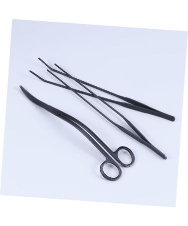 PopetPop Aquarium Cleaning Tools - 3-Piece Stainless Steel Scissor & Tweezer Set for Plants - Premium Quality Substrate Tweezers in Black - Buy Online on GoSupps.com