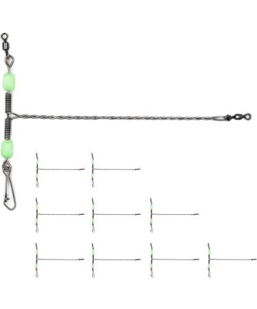 10Pcs Stainless Steel Fishing Lures Wire Leader Trace with Snap, Glow Beads, and Luminous Effect - Premium Fishing Rigs Leaders for Enhanced Tackle Efficiency - Buy Online on GoSupps.com