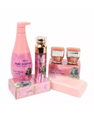 Glupa PURE EGYPTIAN OSCKAI EXTRA Brightening Kit with Pure Collagen Glutathione Vitamin C Hyaluronic Acid Kojic Acid Body Milk Serum Face Cream Soap