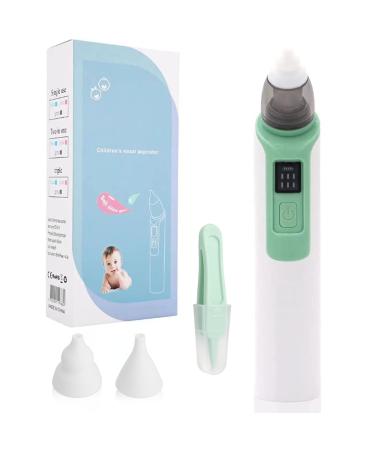 Nasal Aspirator for Baby Electric Nose Aspirator for Toddler Baby Nose Aspirator Adjustable 6 Levels of Suction Automatic Nose Cleaner with 2 Size Nozzles 1 Clip for Newborns and Infants (Green)