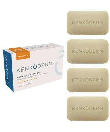 Kenkoderm Psoriasis Total Body Skin Care Bundle (4 Packs) Dead Sea Mud Soap 4.25 oz Mineral Salt Soap Bar 4.25 oz & Moisturizing Cream 10 oz Dermatologist Developed Fragrance & Color Free - Buy Online on GoSupps.com