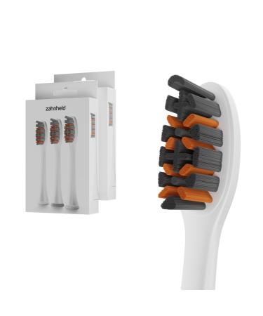 Zahnheld brush head Pro X-Clean | Medium-hard replacement heads for Gero sonic toothbrush | Effective cleaning 6 pieces (1 pack) white