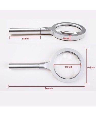 Magnifying Glass with Light 10X 20X Magnification Lightweight Handheld Magnifying Glass for Reading Inspection Hobbies Crafts Magnifier/Silver Comfortable Anniversary - Buy Online on GoSupps.com