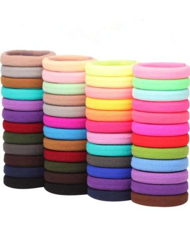 100 pcs elastic hair ties  ponytail holders for any kind of hair  soft Seamless hairband (Multicolor)