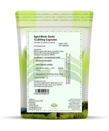 Hellenia Aged Garlic 12,000mg Capsules - Antioxidant & Cholesterol Support - Vegan & Gluten Free - 120ct - Buy Online on GoSupps.com