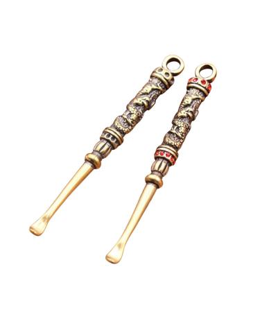 Milisten 2pcs Brass Ear Spoon Retro Dragon Ear Wax Remover Ear Pick Ear Cleaner Keychain Pendants