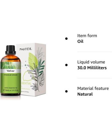PHATOIL Vetiver Essential Oil 30ML - Premium Grade Pure Oil for Diffusers, Aromatherapy, and Candle Making - Buy Online on GoSupps.com