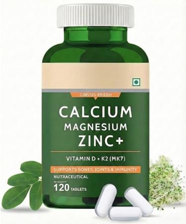 Calcium 1200mg with Magnesium Vitamin D K2 B12 Bone Strength Immunity & Energy Support for Men & Women 120 Veg Tablets