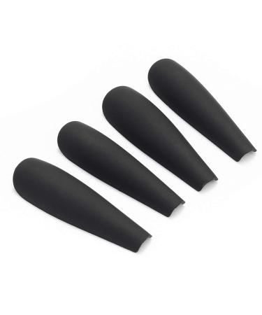 Buy Handcess Long Black Ballerina Press Nails - Coffin Matte False Nails with Glue for Women & Girls | International Shipping Available - Buy Online on GoSupps.com