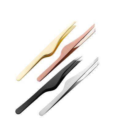 Minkissy 4 piece of tweezers Beauty tools False Eyebrow Contouring Brow Trimmer eyelash applicator Beauty-Accessoires Haupt Ros gold adjust eyebrow clip tools
