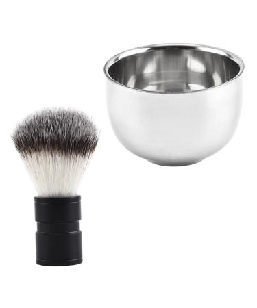 Fomiyes 2 pieces and mug beard for men soap practical container contains tool men's stirring kit hairbrush bowl luxury care frisper mix shaving salon steel stainless steel mustache mustache