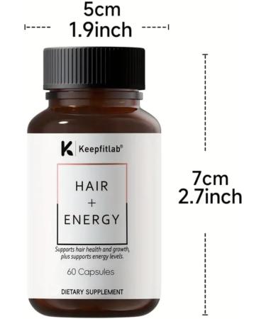 Keepfitlab Hair + Energy Supplement 60 Capsules Hair Growth Blend with Collagen Biotin Minerals 500mg - Buy Online on GoSupps.com