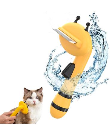 annalovic Pet Grooming Brush, Deshedding Tool for Cats and Dogs, Deshedding Cat Brush Dog Brush. Medium Yellow