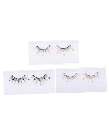 minkissy 3 Pairs Fake Eyelashes False Lashes Natural Looking Eyelashes Makeup Eyelashes Colored Eyelashes Individual Lashes Colored Lash Extensions Lash Clusters Curly Imitation Extend