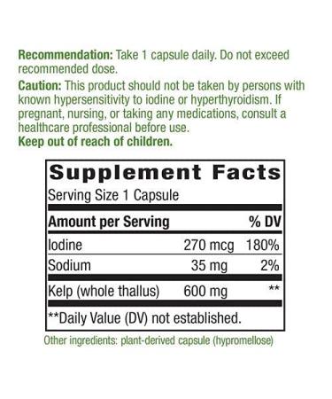 Nature's Way Kelp 180 Capsules - Pack of 2 | Rich in Iodine and Essential Minerals - Buy Online on GoSupps.com