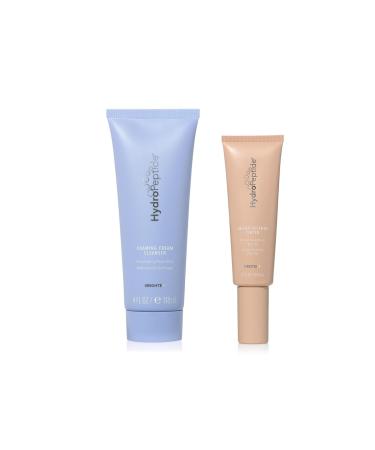 HydroPeptide Solar Defense Face SPF 30 Sunscreen Tinted (1.7 Fl Oz) & Foaming Cream Cleanser (4 Fl Oz) Bundle