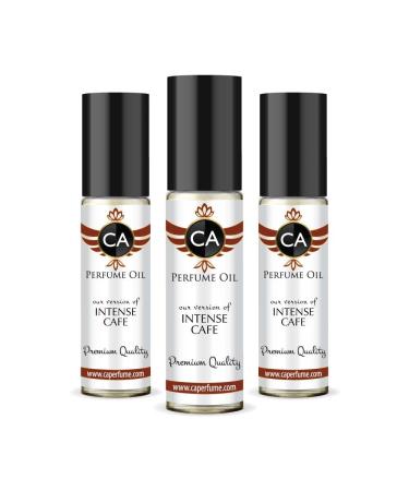 CA Perfume Impression of Intense Cafe For Women & Men Replica Fragrance Body Oil Dupes Alcohol-Free Essential Aromatherapy Sample Travel Size Concentrated Long Lasting Attar Roll-On 0.3 Fl Oz-X3