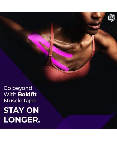 Buy Boldfit Precut Kinesiology Tape - Waterproof Muscle Tape for Sports Injury Pain Relief | Physiotherapy Support in Pink - Buy Online on GoSupps.com