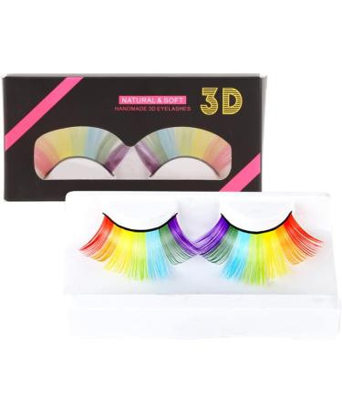 Rainbow False Eyelashes DIY Lash Extension 3D Volume Fake Eyelash Strips Exaggerated False Eyelashes Party Stage Cosplay Accessory for Performance - Buy Online on GoSupps.com