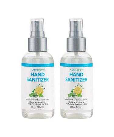 SpaRoom Hand Sanitizer Spray 70% Alcohol with Aloe Vera & Essential Oils 4 Ounce Spray Bottle (Pack of 2) 4 Fl Oz (Pack of 2)