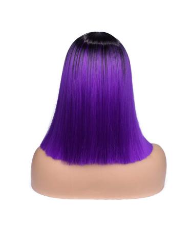 HANNE Ombre Black to Purple Shoulder Length Bob Wig for Women - Short Straight Hair Bob Wigs in Ombre Purple - Buy Online on GoSupps.com
