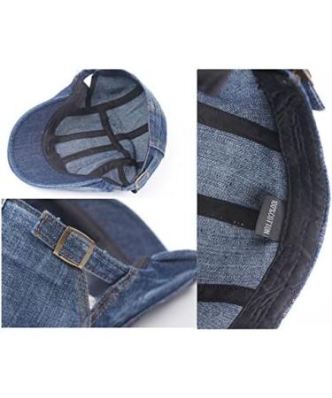 Quanhaigou Unisex Denim Newsboy Hat | Flat Ivy Gatsby Cabbie Beret Cap | Jean Blue Cotton Dad Cap for Men and Women - Buy Online on GoSupps.com