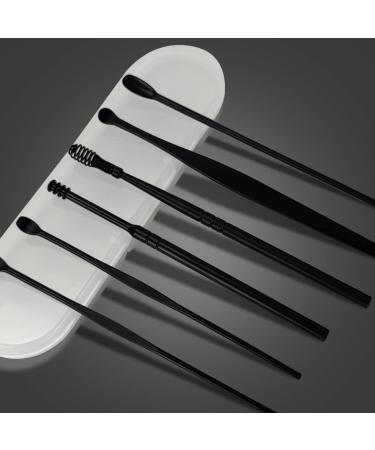 SRG 7 Pack Ear Wax Removal Tool Set - Black Ear Cleaning Kit with Curette Brush & Storage Box - Portable Soothing Anti-Itch Earwax Cleaner - Buy Online on GoSupps.com