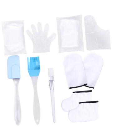 Moufles Spa Exfoliants et Hydratants pour Mains et Pieds Kit de Soin Paraffine Moufles en Coton Blanc Accessoires Soins Professionnels pour Bain de Paraffine Couleur Al atoire