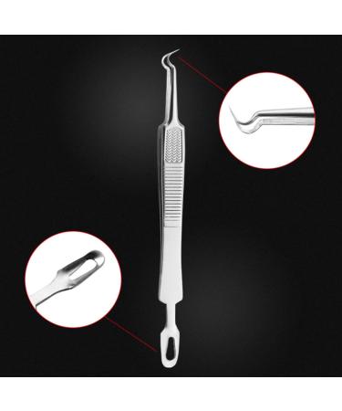 Baluue 9 Pcs Clip Comedone Tweezers Blackheads Pimple Extractor Tool Remover Stainless Steel Silver - Buy Online on GoSupps.com