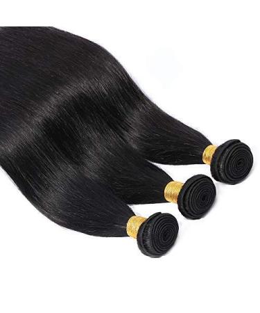Brazilian Human Hair 3 Bundles Straight Virgin Weave - 100% Natural Black Hair Extensions (14) - Buy Online on GoSupps.com