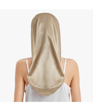 Premium 100% Silk Mulberry Hair Hood for Curly Hair | Lilysilk 19 Momme Long Sleeping Cap for Women - Brown - Buy Online on GoSupps.com