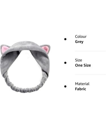 Cute Grey Cat Ears Headband - Hair Wear for Makeup, Shower, and Face Washing - Buy Online on GoSupps.com