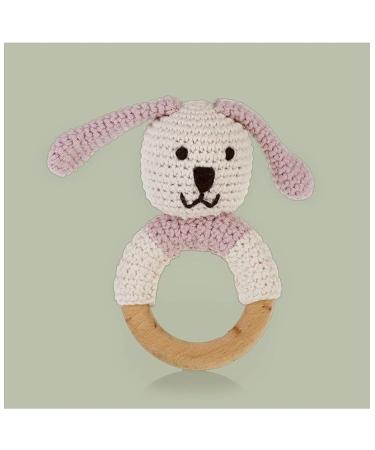 Organic Wooden Bunny Teething Ring - 5-inch Pink Pebble 200-505 - Buy Online on GoSupps.com