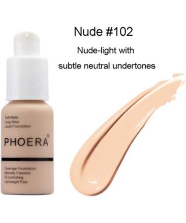 Aquapurity Phoera Full Coverage Foundation Makeup | Soft Matte | Oil Control | Conceal | 30ml | Long Lasting | Smooth Cream (102 Nude) - Buy Online on GoSupps.com