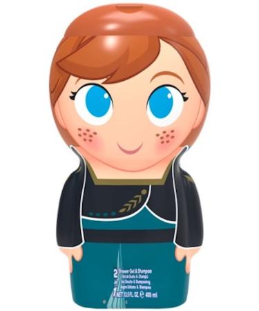 AIR-VAL INTERNATIONAL Frozen Anna 2-in-1 Shower Gel & Shampoo with Gentle Care Formula with Fruity and Floral Scent 3D Anna Figure (400ml)