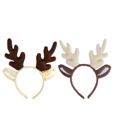 2 Pieces Reindeer Antler Headband for Kids Christmas Antlers Gift for Christmas Thanksgiving Day (Milk White + )