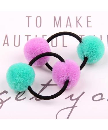 Lurrose 10-Piece Pom Pom Hair Tie Set | Fluffy Elastic Hair Bands for Women & Girls | Stylish Fur Ball Ponytail Holders | International Shipping Available - Buy Online on GoSupps.com