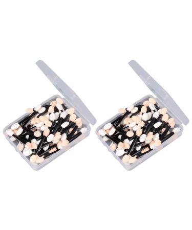 Baluue 100 Pcs Cosmetic Professional Double- End Eyeshadow Brushes Makeup Makeup Tools Black Size 2 Black