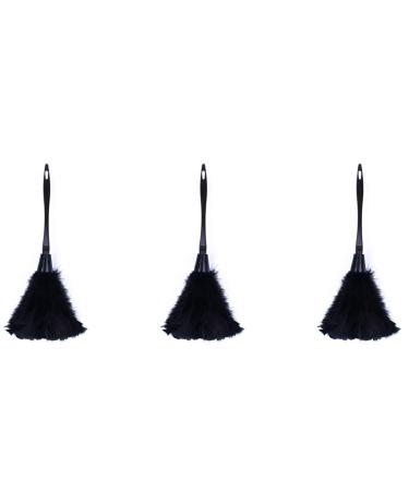 Clisted 3Pc Fashion Turkey Duster with Black Plastic Handle Cleaning Tool(Black) 35cm