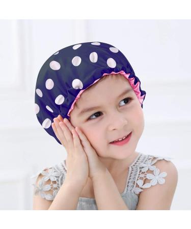 Demi Queen Kids Extra Long Satin Bonnet - Double Layer Sleep Cap for Curly Hair - White Spot-Pink - Buy Online on GoSupps.com