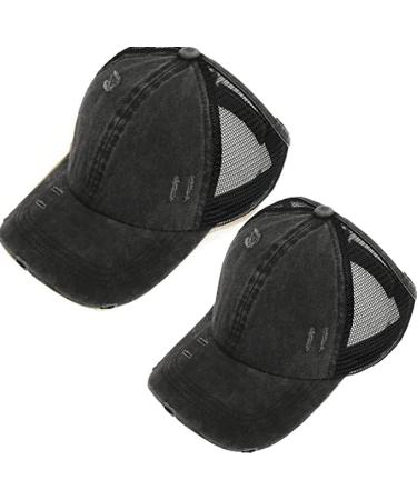 AICILY 2 Pack Backless Cap for Women | Natural Curly Hair Baseball Hat | Afro Puff Ponytail Hat | Black+blue - Buy Online on GoSupps.com